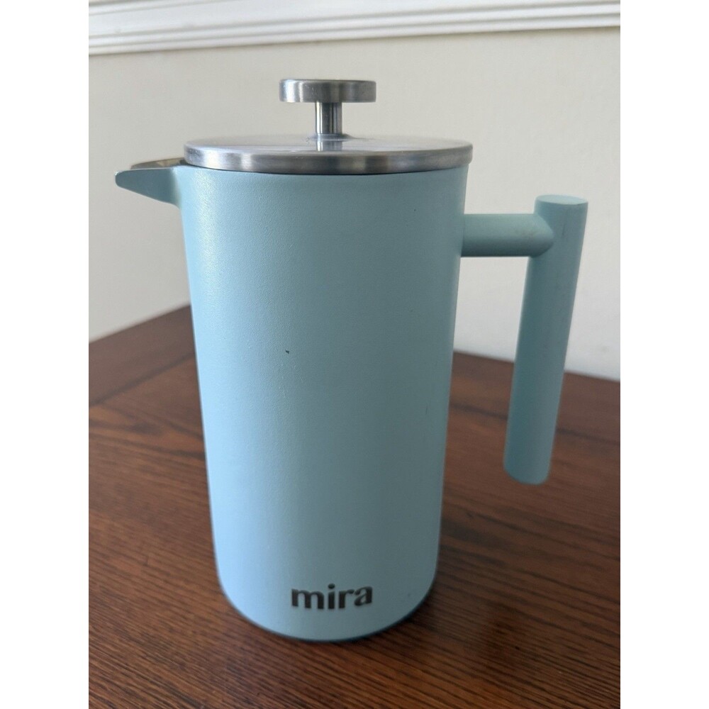 MIRA 34oz French Press Coffee Maker, Double Wall Insulated Stainless Steel, Blue